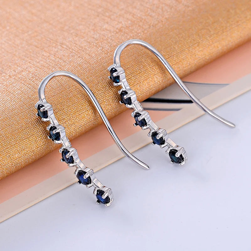 Boucles d'oreilles pour femme en argent sterling et saphir bleu de synthése