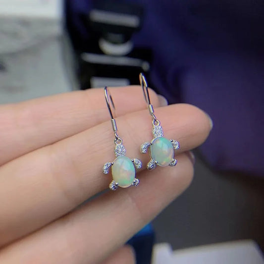 Boucles d'oreilles pendantes tendance en opale welo naturelle et argent sterling 925 véritable – Bijou raffiné