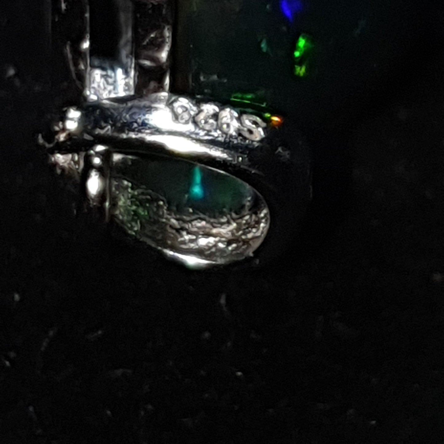 Pendentif argent s925 opale welo noire de 6.25 carats superbes feux