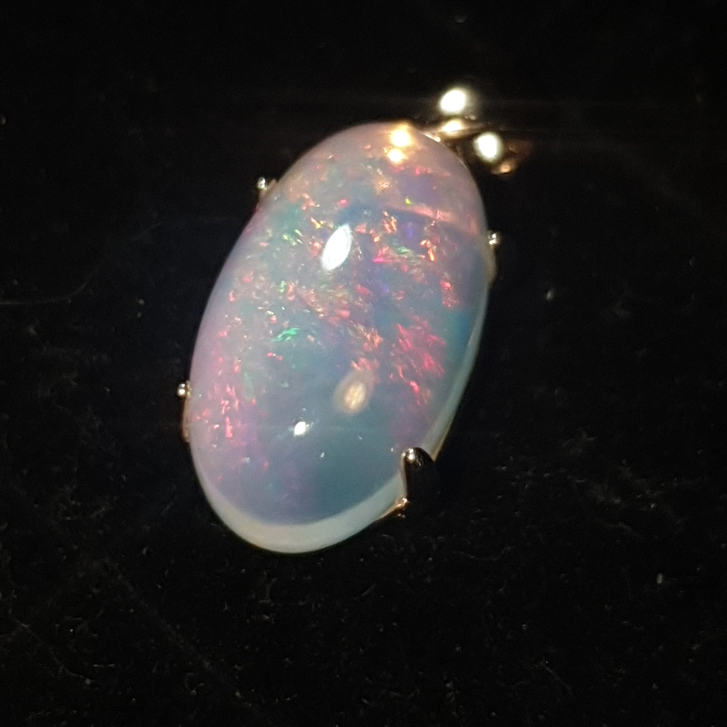 Pendentif argent s925 doré or rose opale welo cristal 4.70 carats