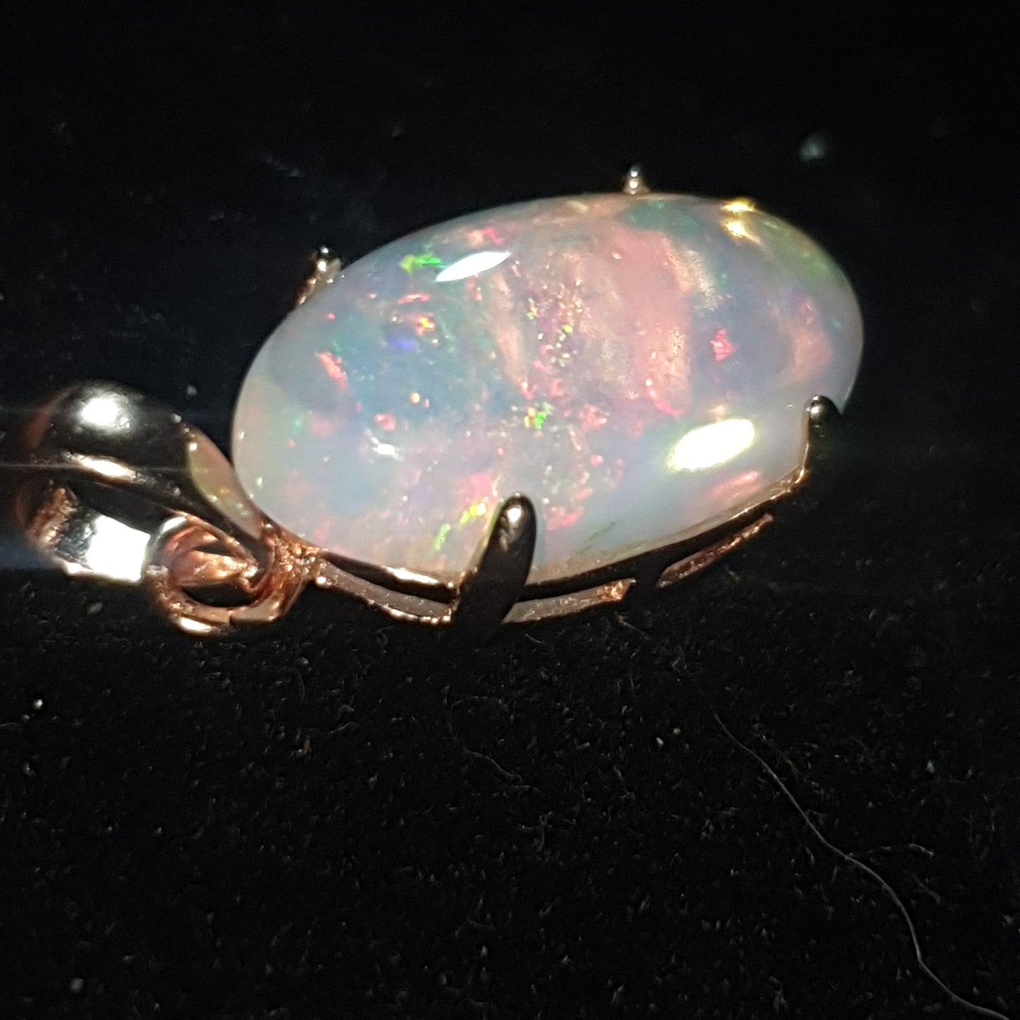 Pendentif argent s925 doré or rose opale welo cristal 4.70 carats