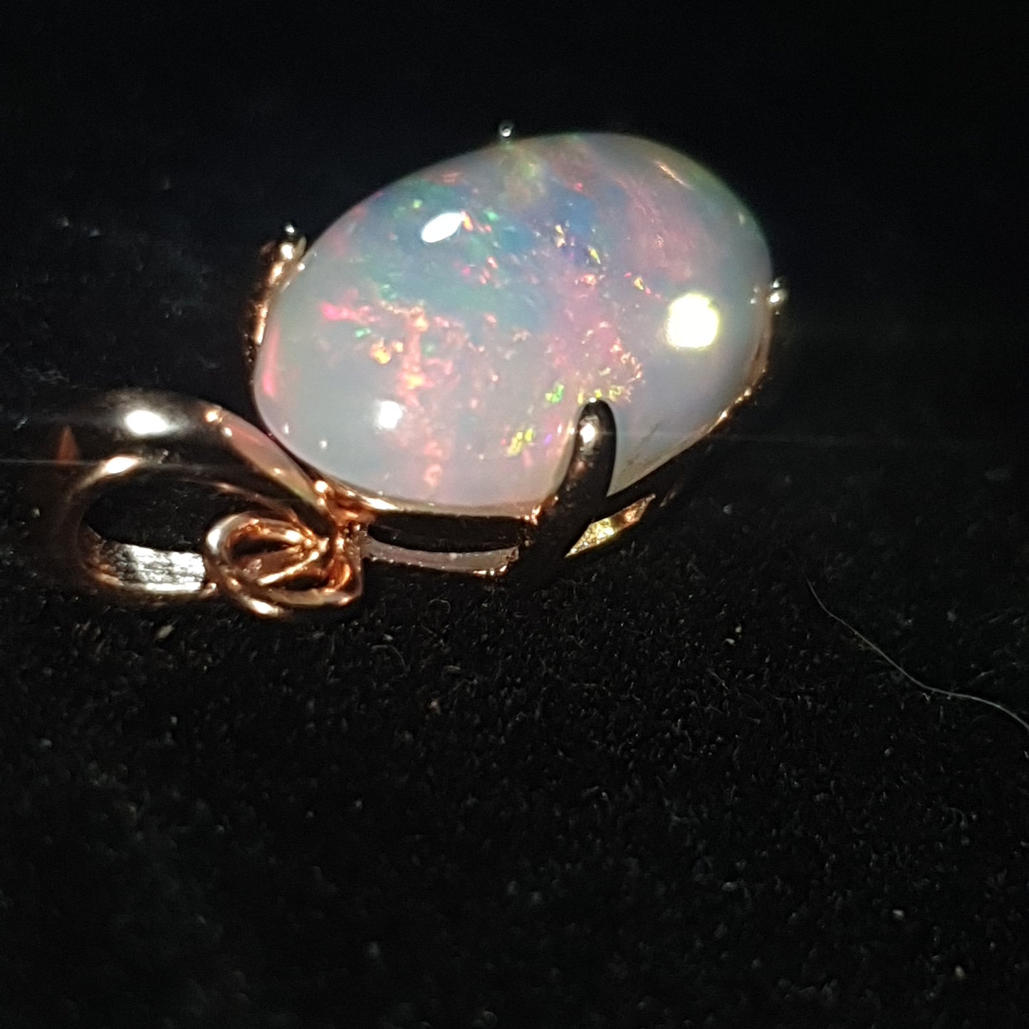 Pendentif argent s925 doré or rose opale welo cristal 4.70 carats