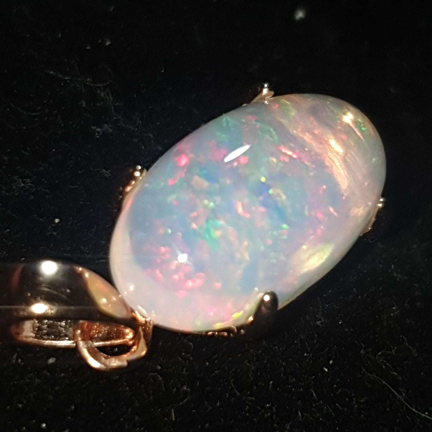 Pendentif argent s925 doré or rose opale welo cristal 4.70 carats