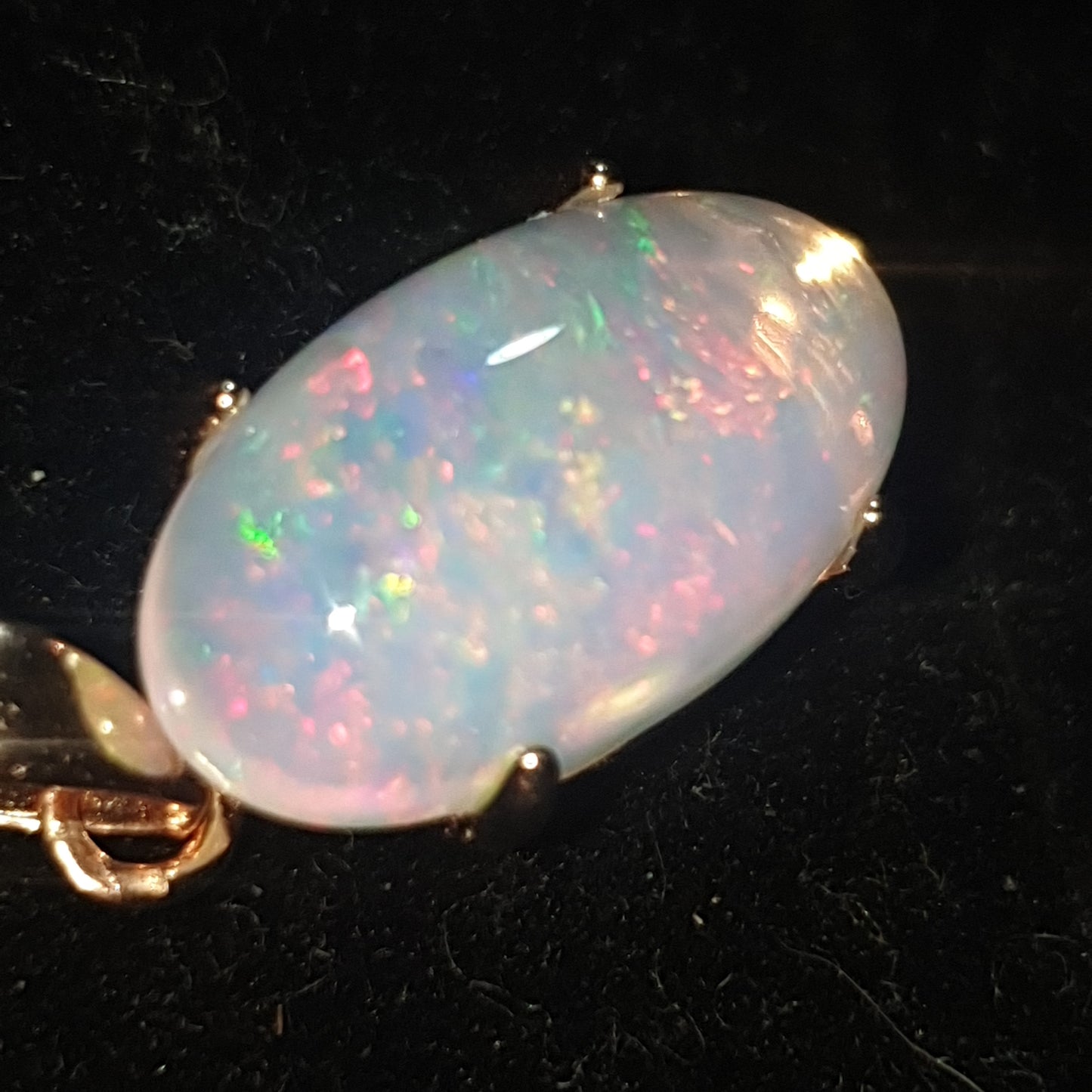 Pendentif argent s925 doré or rose opale welo cristal 4.70 carats