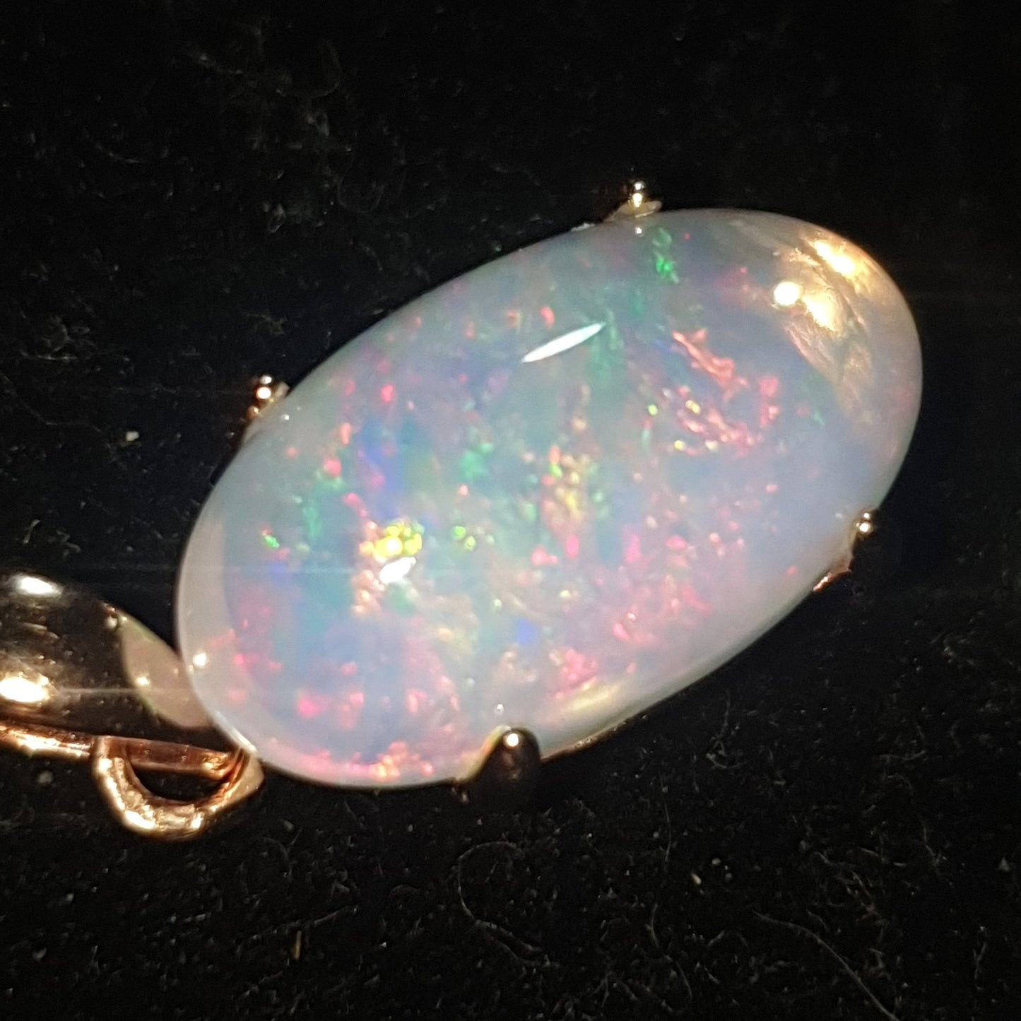 Pendentif argent s925 doré or rose opale welo cristal 4.70 carats