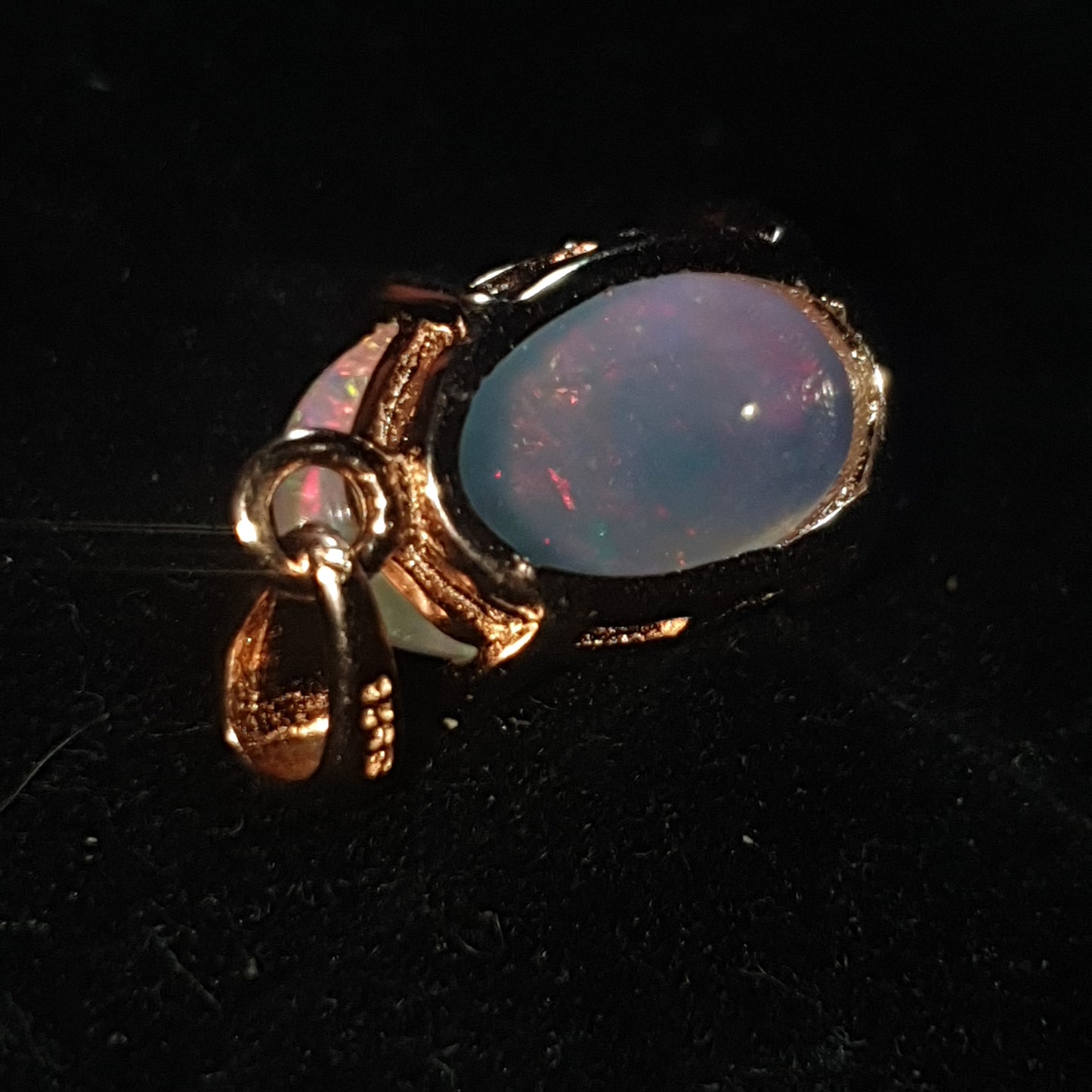 Pendentif argent s925 doré or rose opale welo cristal 4.70 carats