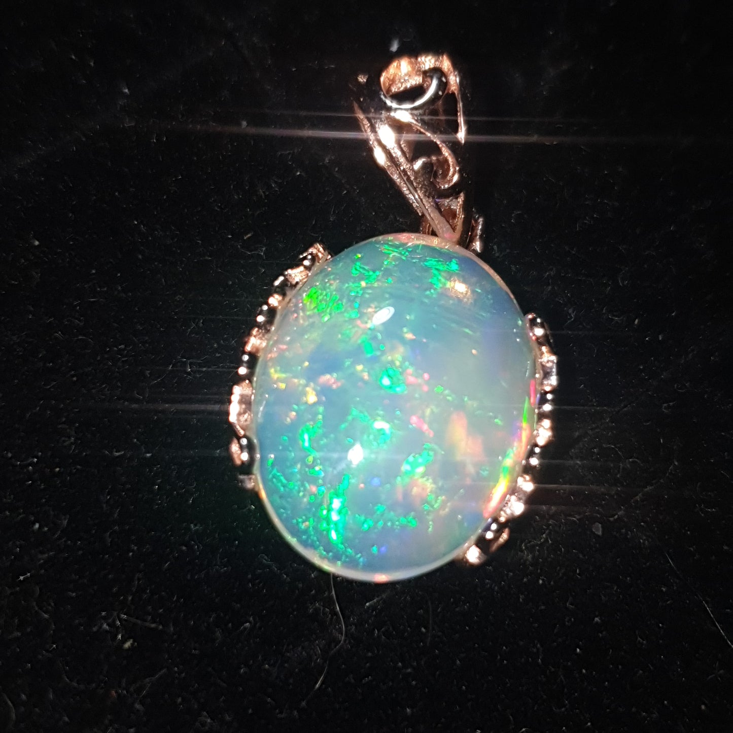 Pendentif argent s925 doré or rose 14k opale cristal welo haute qualité 4.15 carats