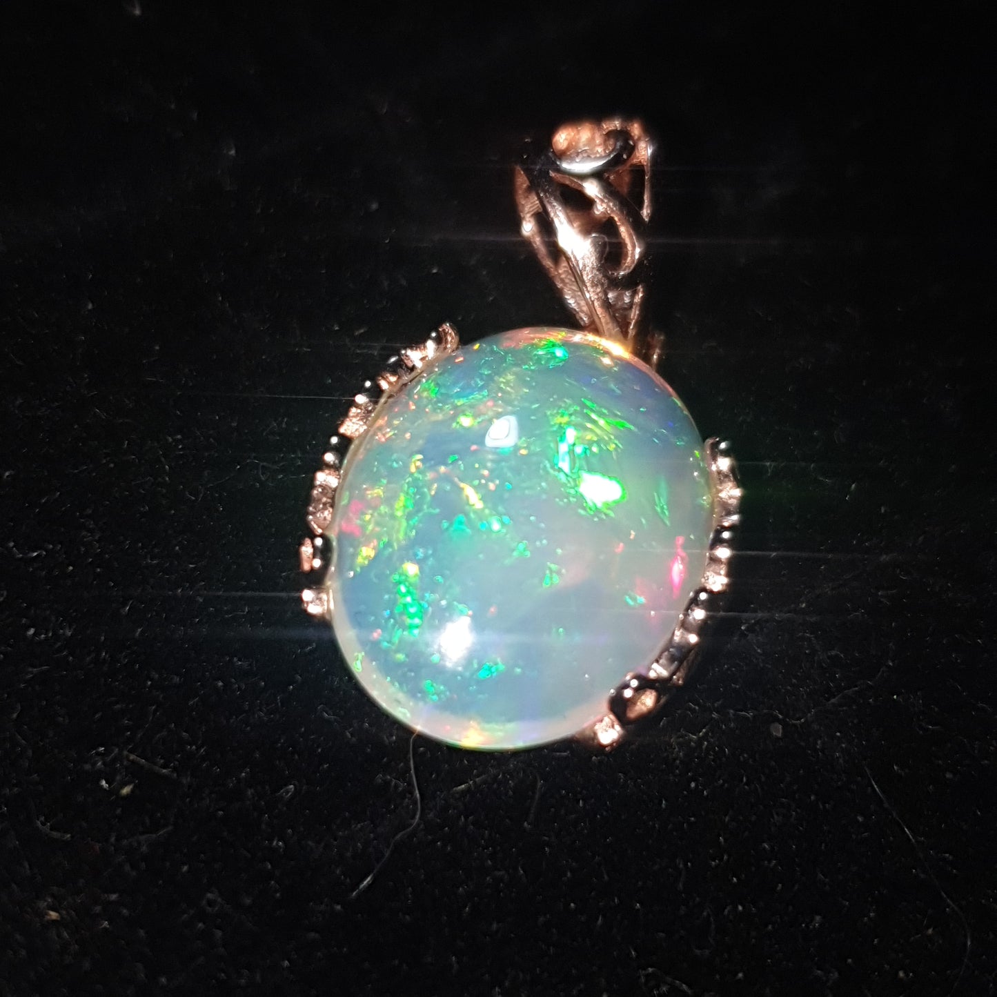 Pendentif argent s925 doré or rose 14k opale cristal welo haute qualité 4.15 carats
