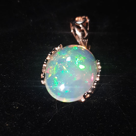 Pendentif argent s925 doré or rose 14k opale cristal welo haute qualité 4.15 carats