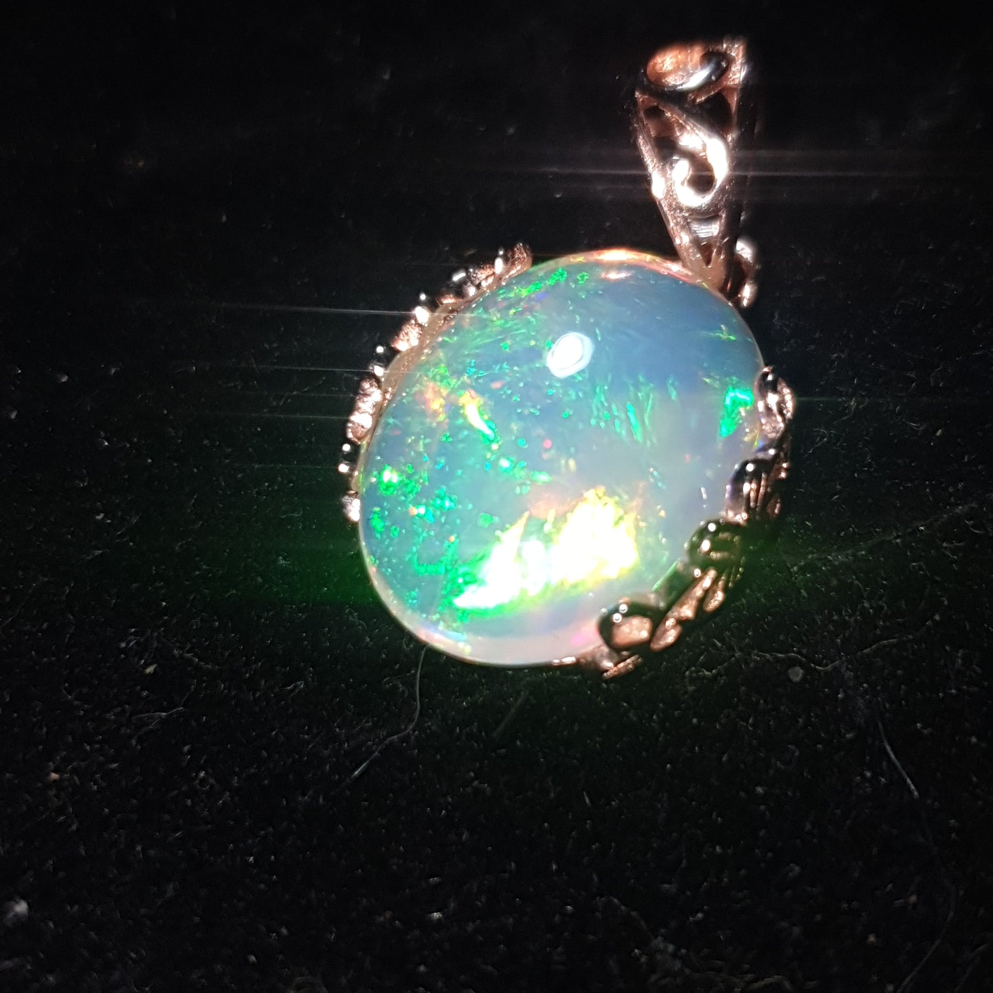 Pendentif argent s925 doré or rose 14k opale cristal welo haute qualité 4.15 carats