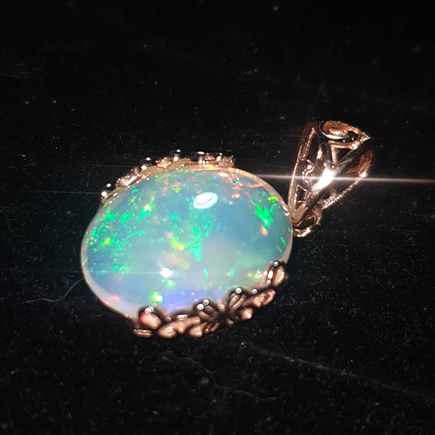 Pendentif argent s925 doré or rose 14k opale cristal welo haute qualité 4.15 carats