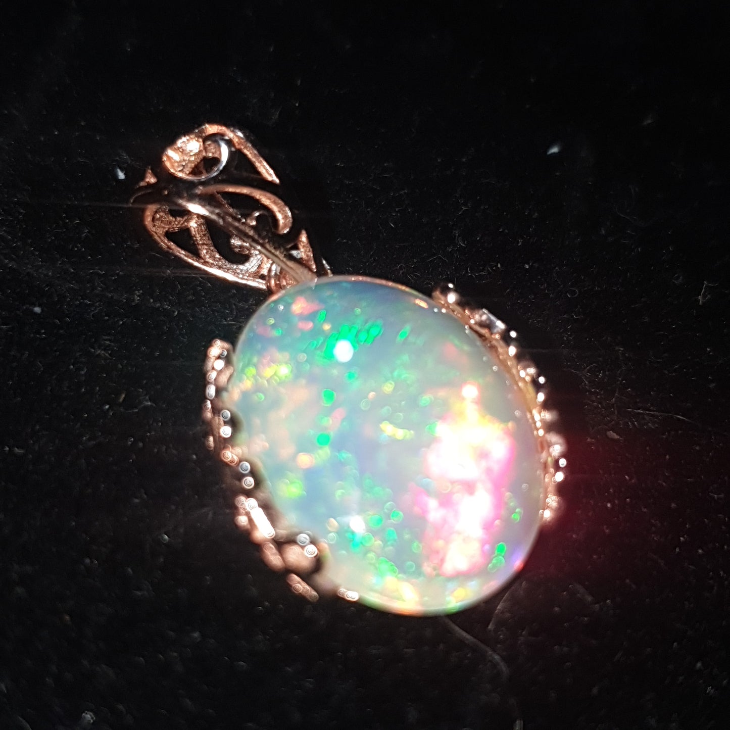 Pendentif argent s925 doré or rose 14k opale cristal welo haute qualité 4.15 carats