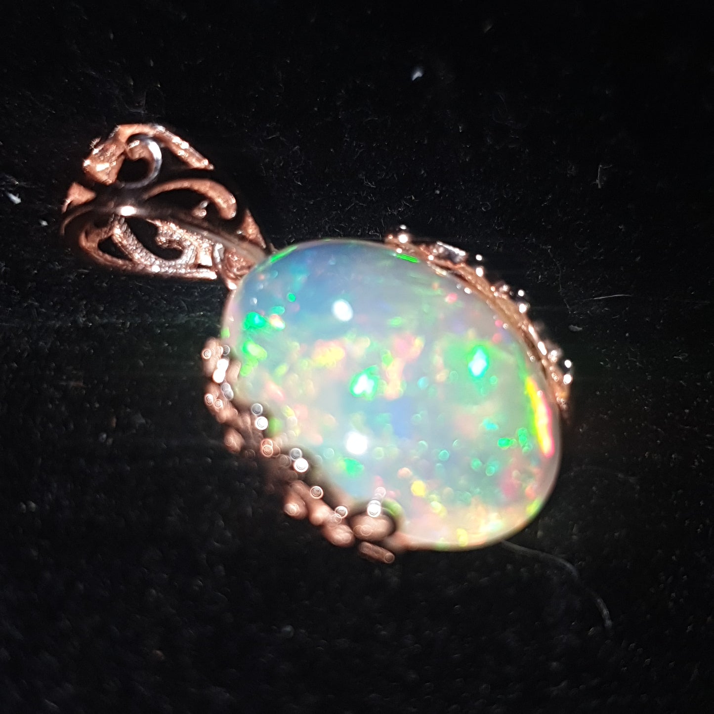 Pendentif argent s925 doré or rose 14k opale cristal welo haute qualité 4.15 carats