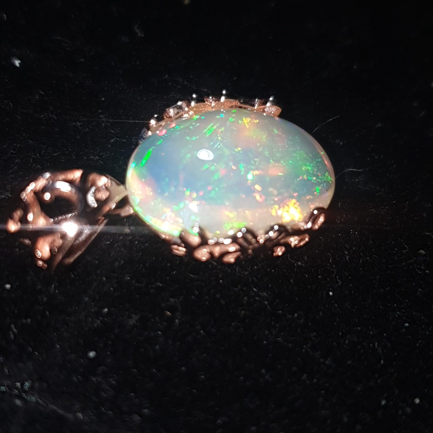 Pendentif argent s925 doré or rose 14k opale cristal welo haute qualité 4.15 carats