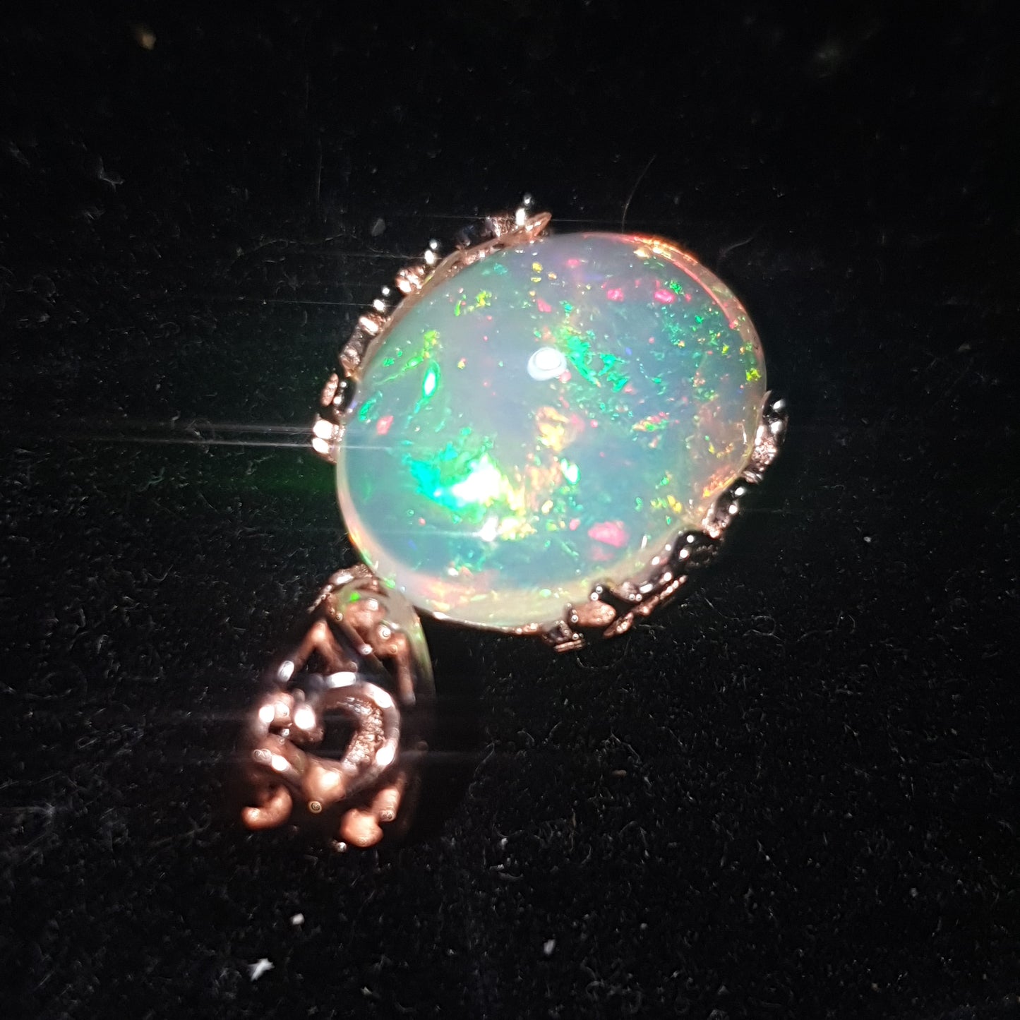 Pendentif argent s925 doré or rose 14k opale cristal welo haute qualité 4.15 carats