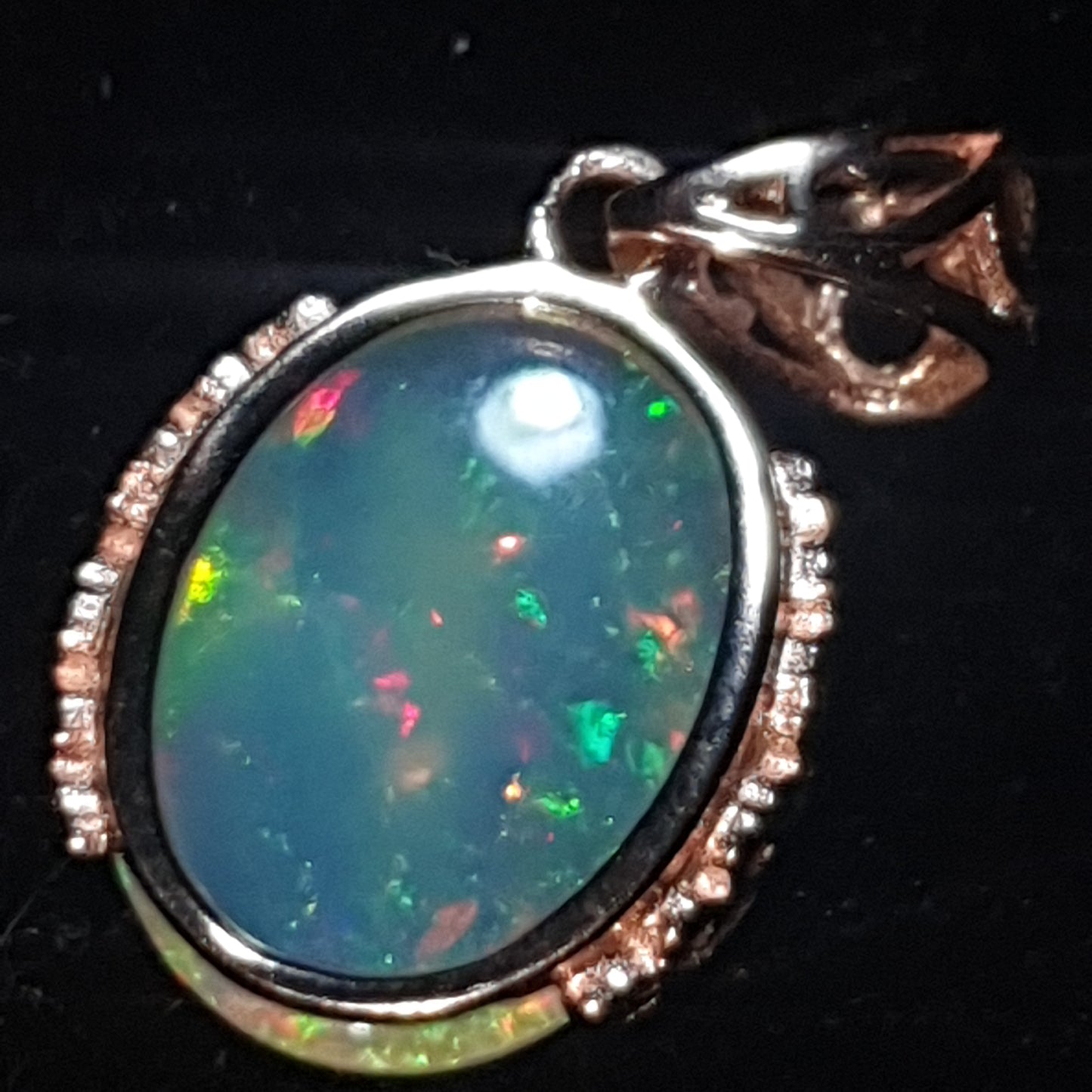 Pendentif argent s925 doré or rose 14k opale cristal welo haute qualité 4.15 carats