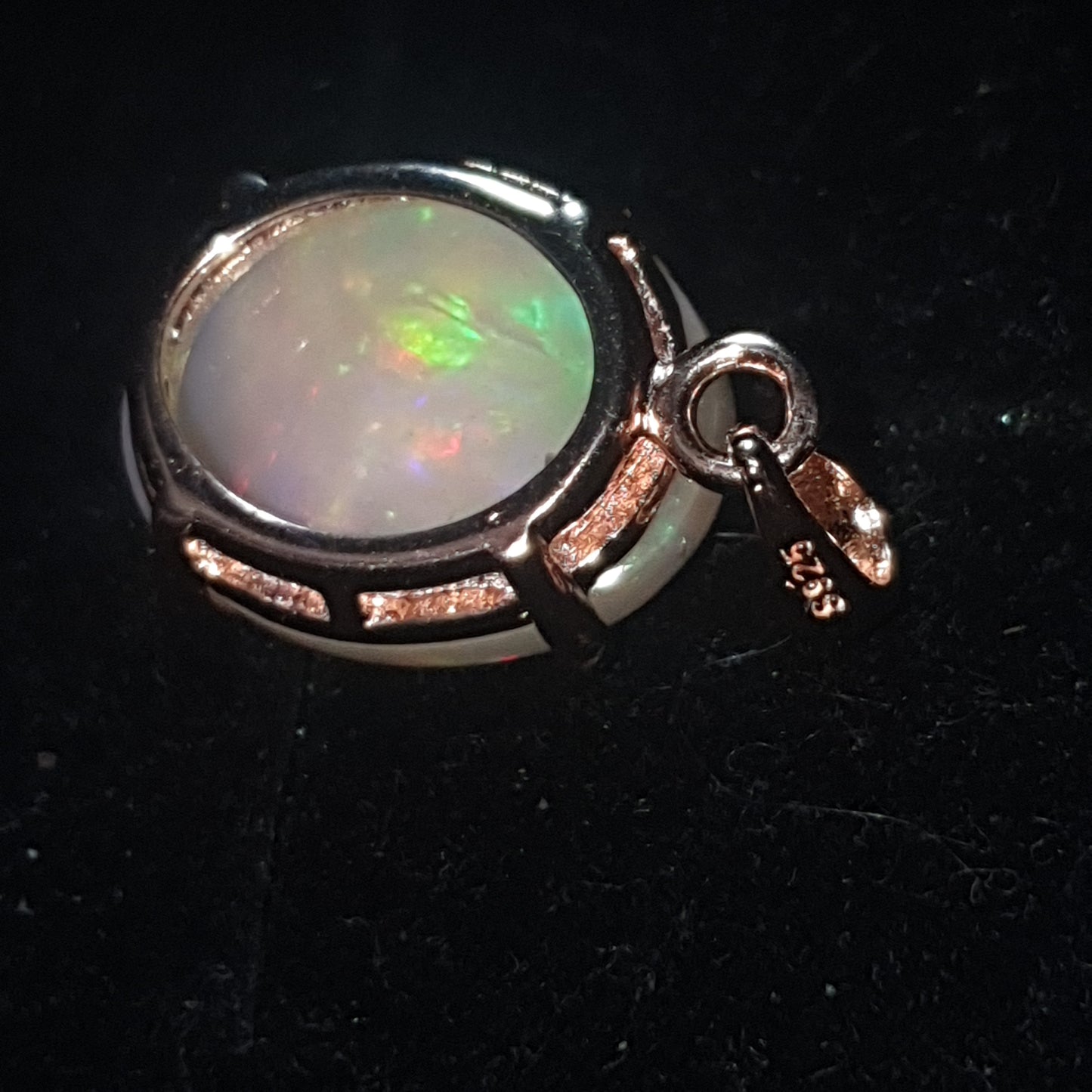 Pendentif argent s925 doré or rose 14k opale welo lantern pattern 5 carats