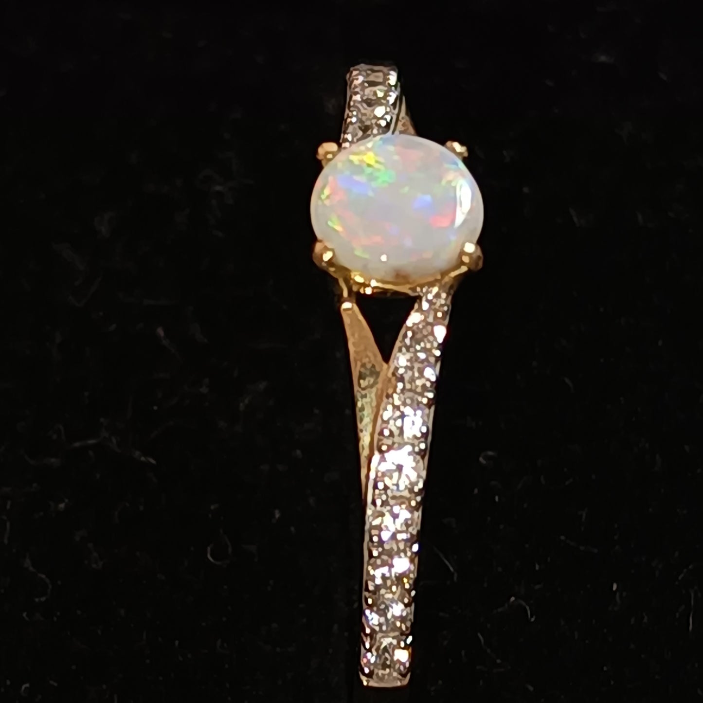 Bague or 9k zirconium et opale australienne
