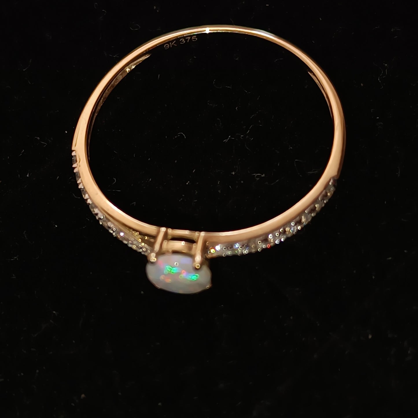 Bague or 9k zirconium et opale australienne