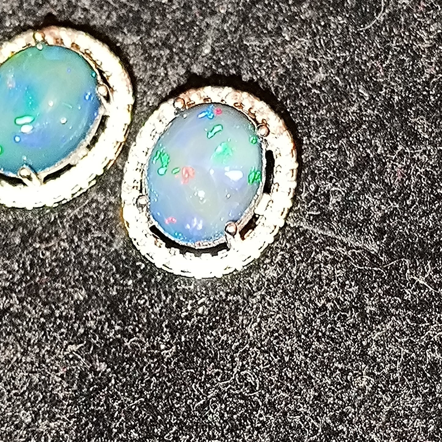 Boucles d'oreilles argent s925 opales welo bleues et zirconiums