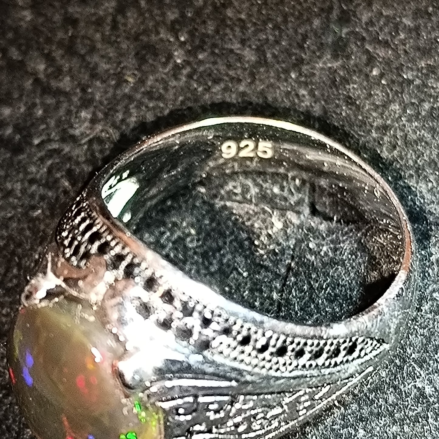 Chevalière argent s925 opale dark base stayish 5 cts