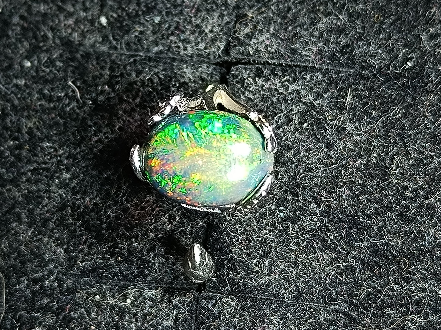 Bague argent s925 opale welo noire smoked
