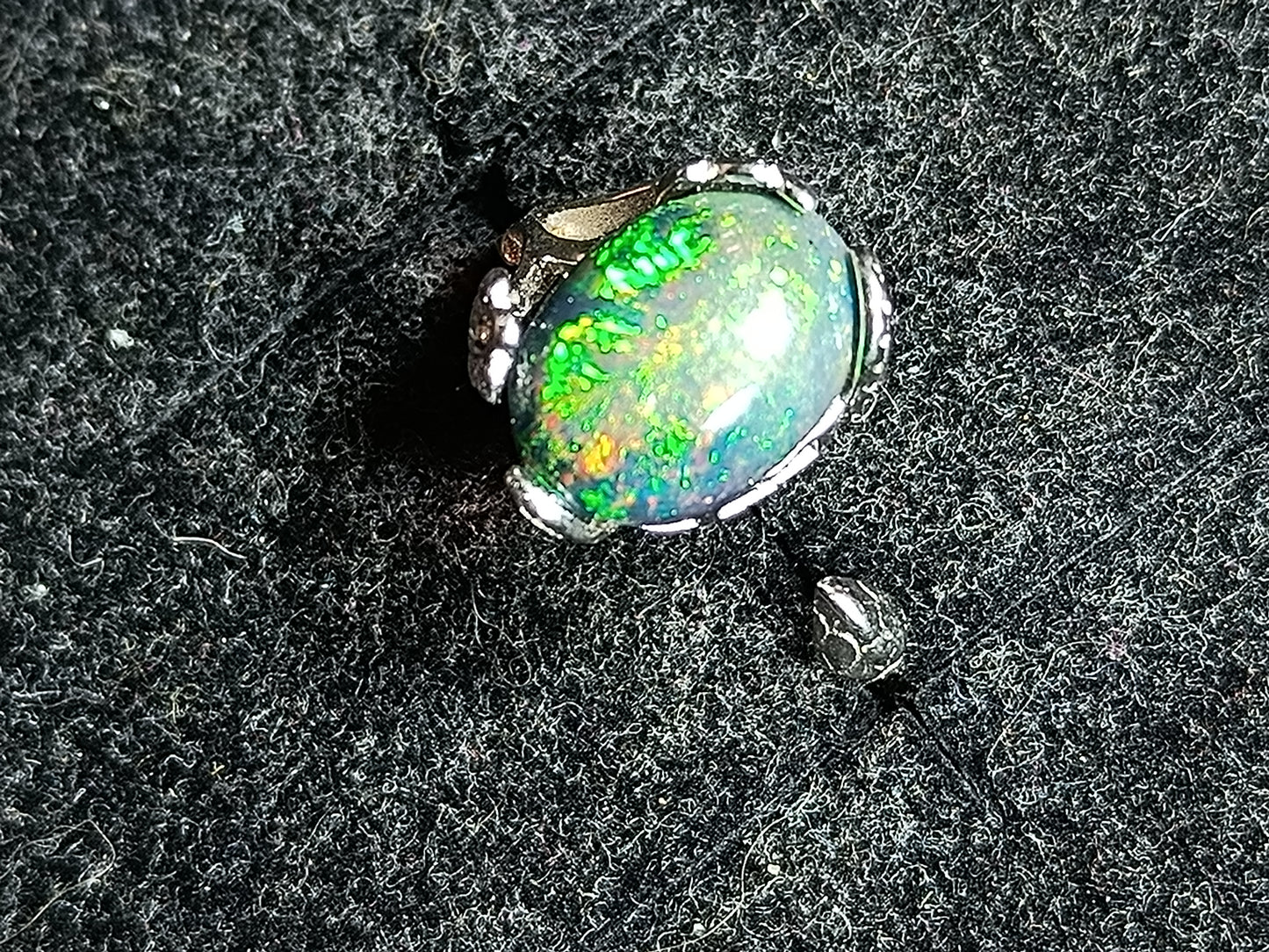 Bague argent s925 opale welo noire smoked