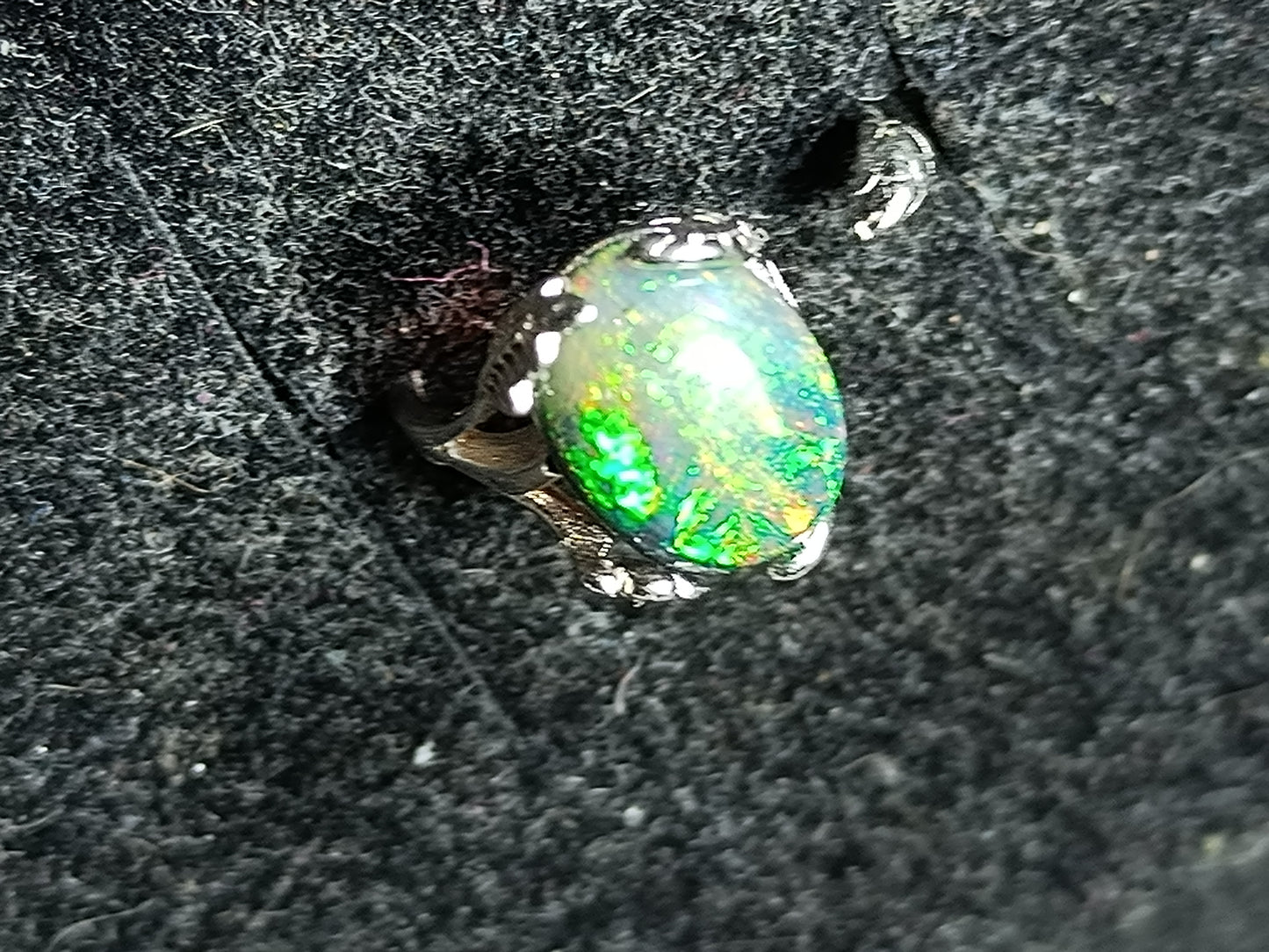 Bague argent s925 opale welo noire smoked