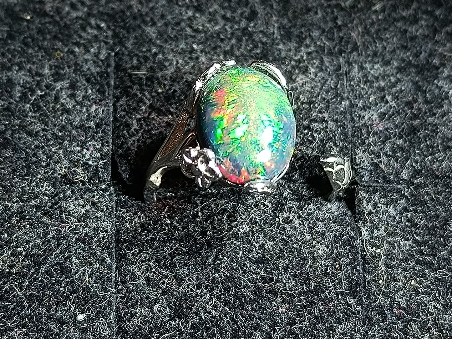 Bague argent s925 opale welo noire smoked