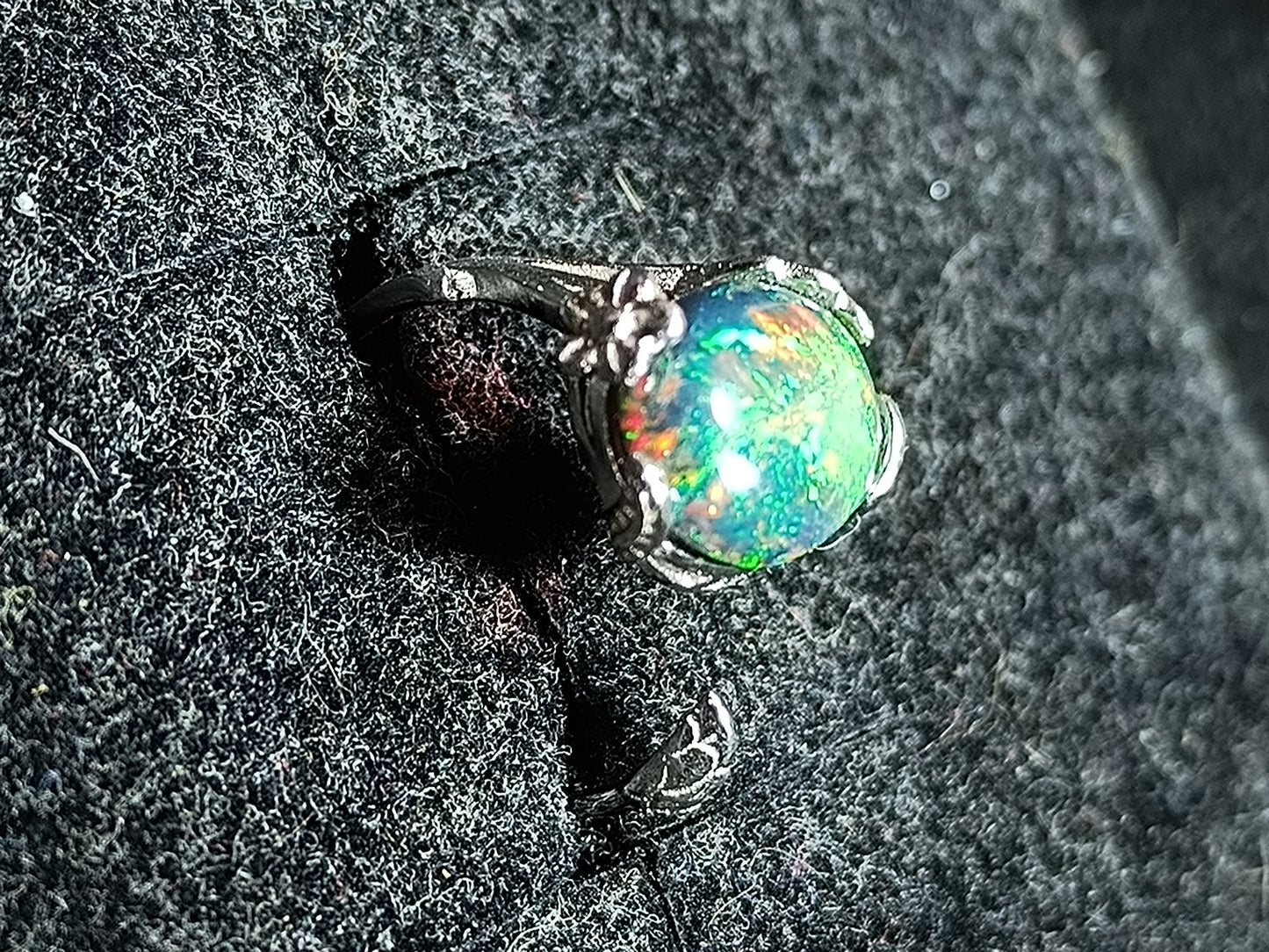 Bague argent s925 opale welo noire smoked