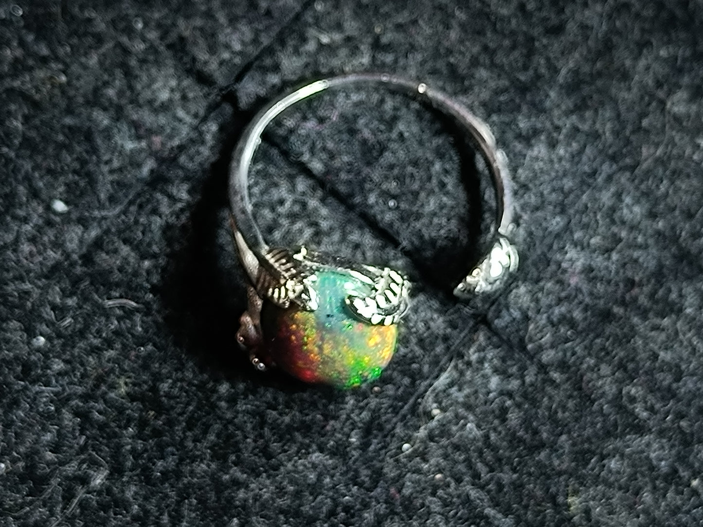 Bague argent s925 opale welo noire smoked