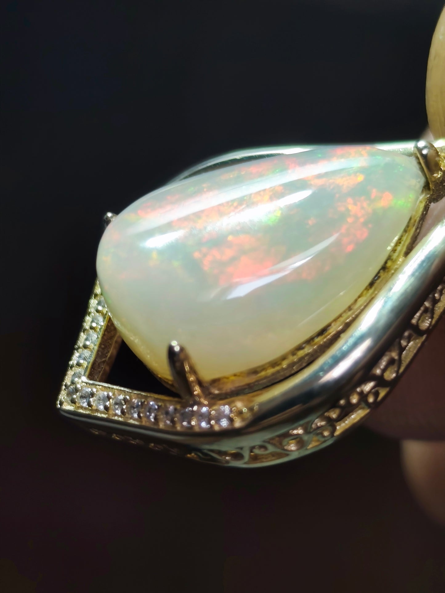 Pendentif argent s925 doré or fin opale welo 6.45 carats