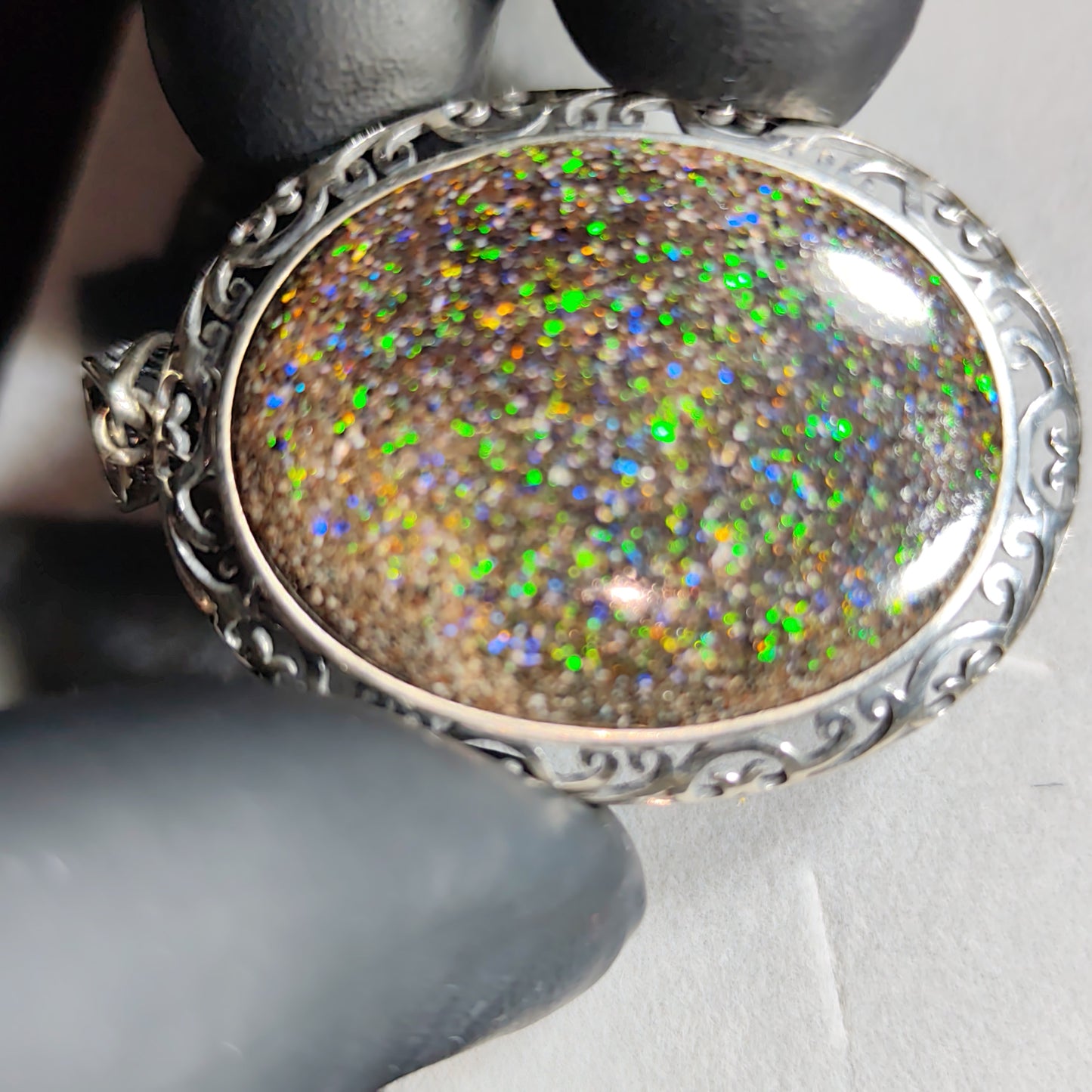 Grand pendentif argent s925 opale australienne hard Matrix