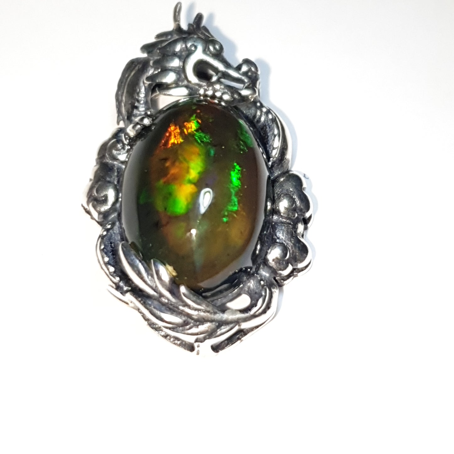 Pendentif argent s925 et opale noire AAA de 3.95 carats