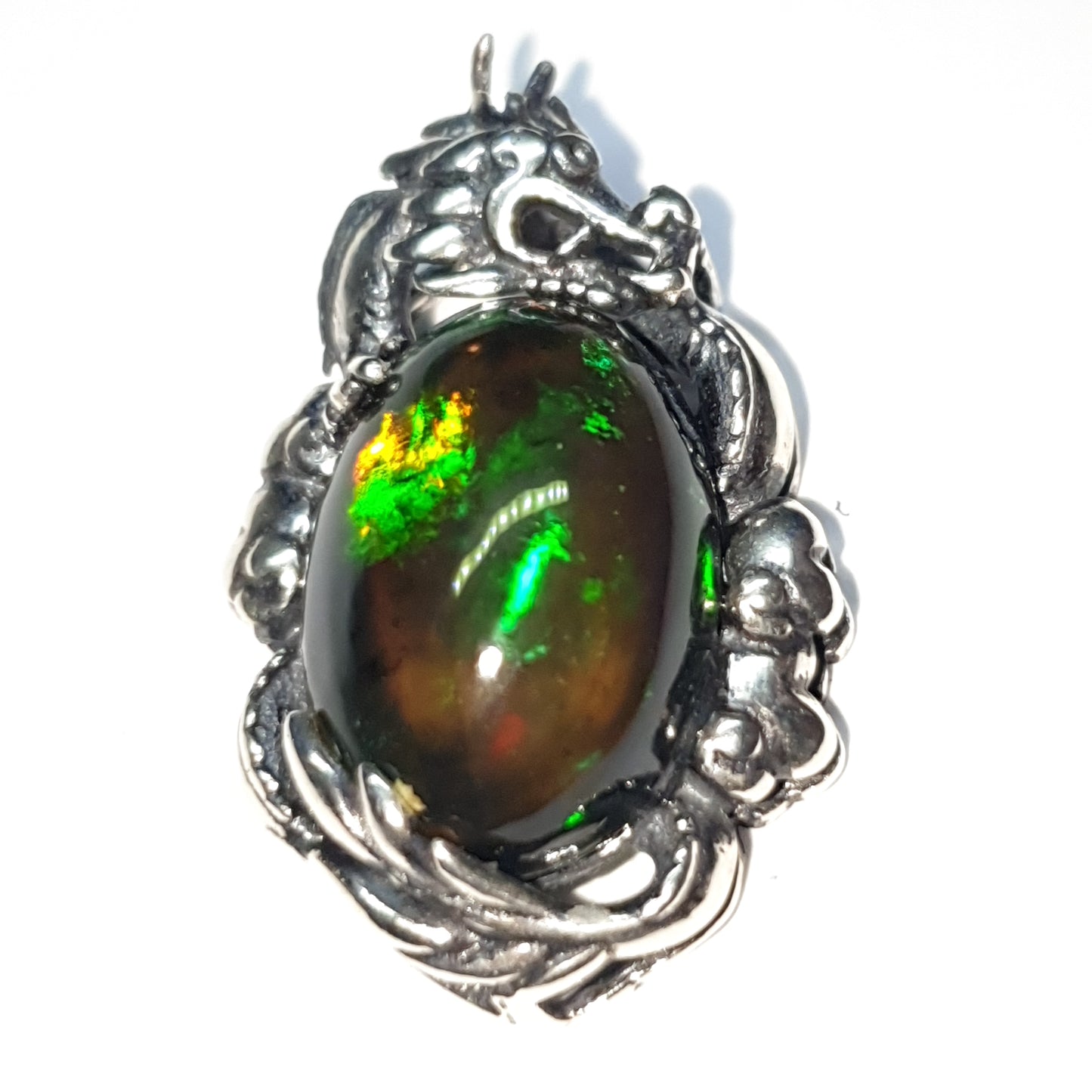 Pendentif argent s925 et opale noire AAA de 3.95 carats