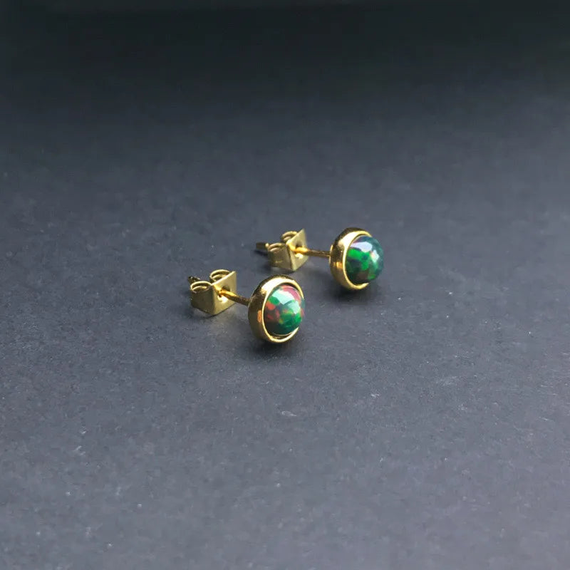 Élégantes boucles d'oreilles à clous en opale welo et argent sterling 925 (opale noire) – Bijou raffiné pour femme (mariage, fiançailles, soirée)