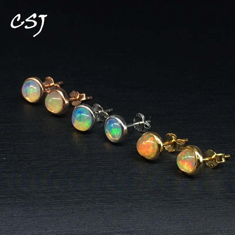 Élégantes boucles d'oreilles à clous en opale welo et argent sterling 925 (opale noire) – Bijou raffiné pour femme (mariage, fiançailles, soirée)