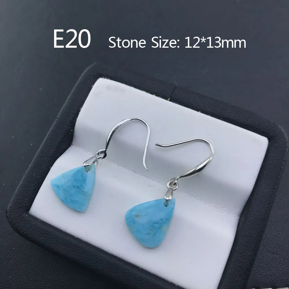 Boucles d'oreilles en larimar bleu naturel de haute qualité et argent sterling 925