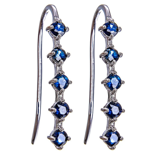 Boucles d'oreilles pour femme en argent sterling et saphir bleu de synthése