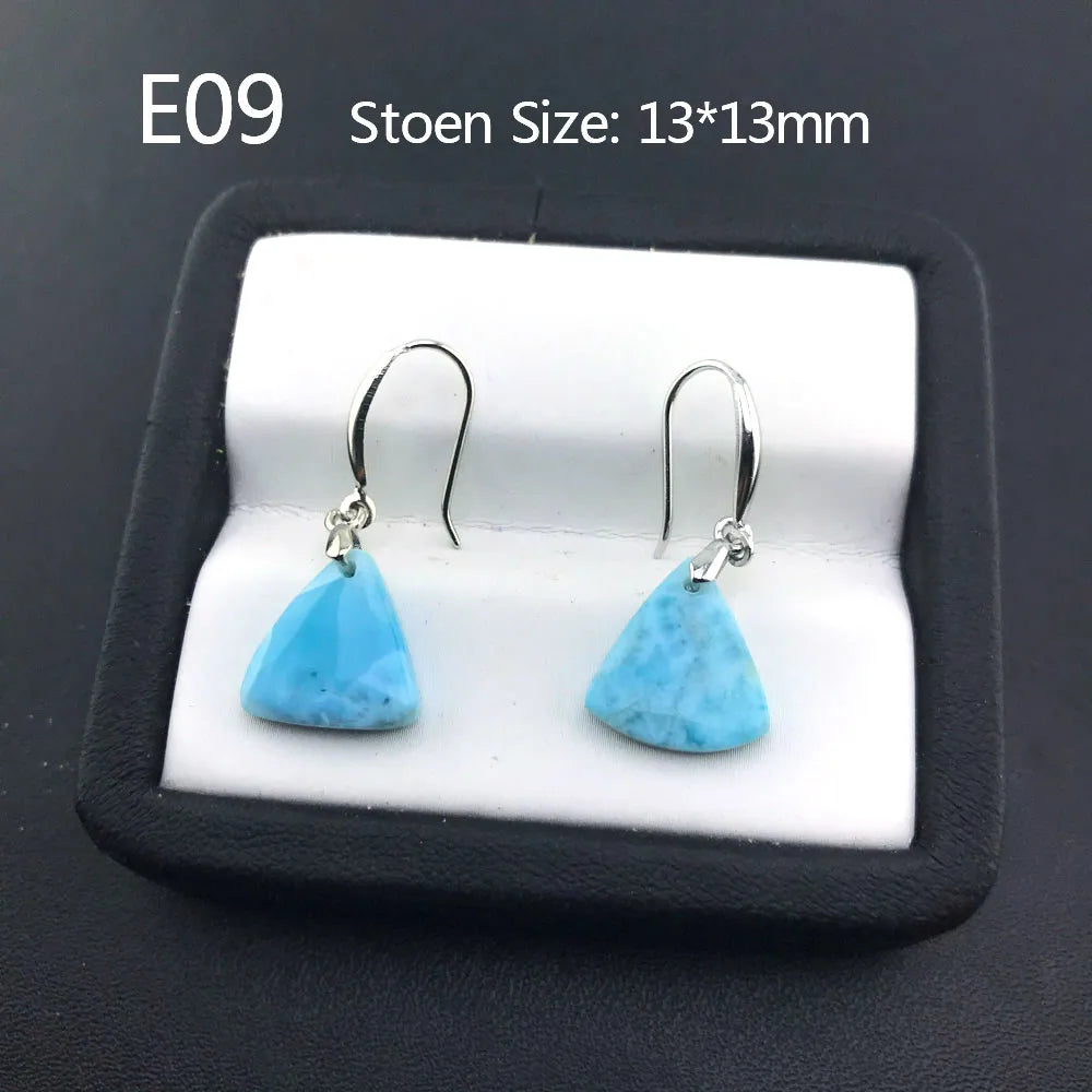 Boucles d'oreilles en larimar bleu naturel de haute qualité et argent sterling 925