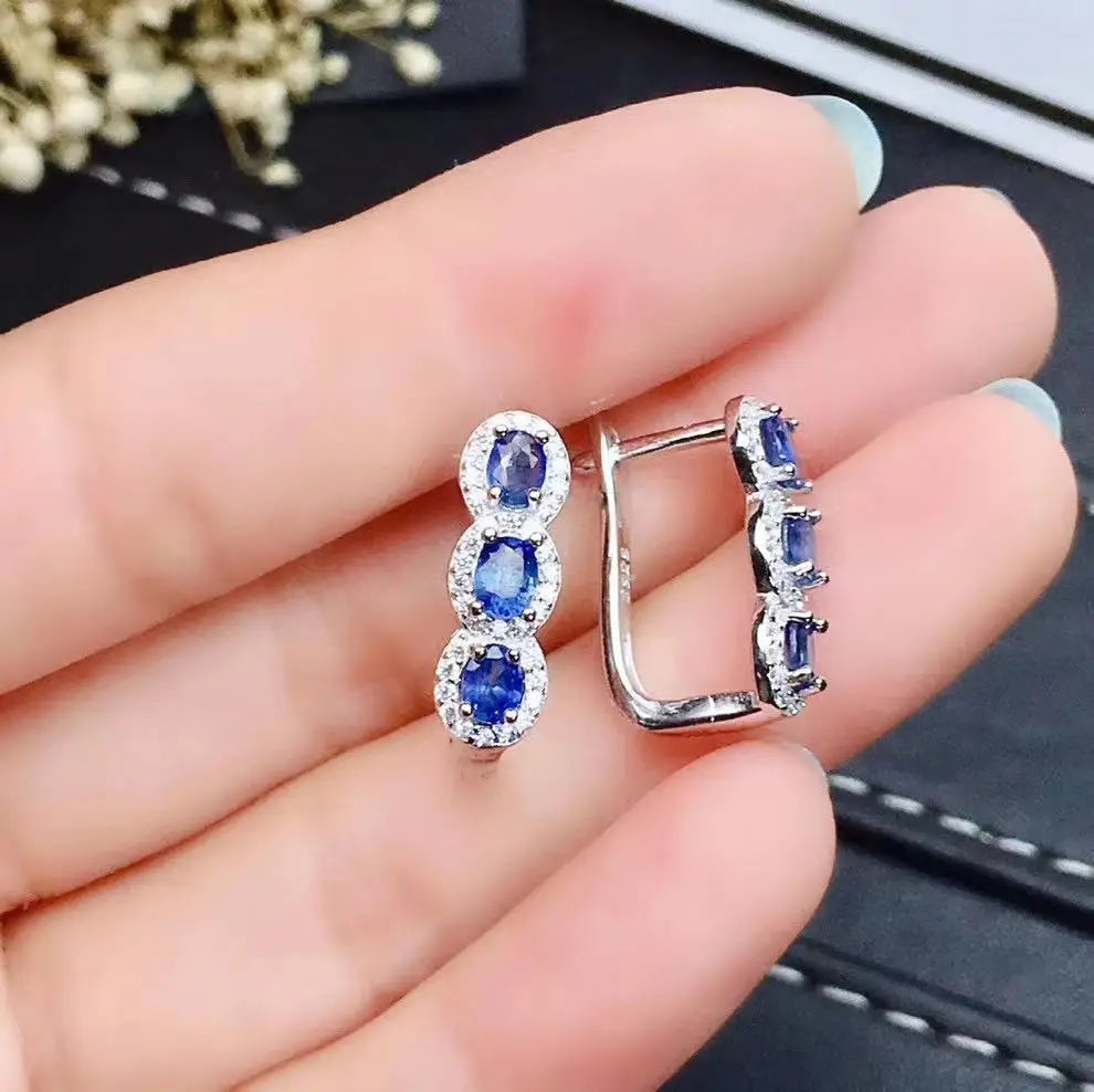 Boucles d'oreilles tendance pour femme en argent sterling 925 et émeraude naturelle