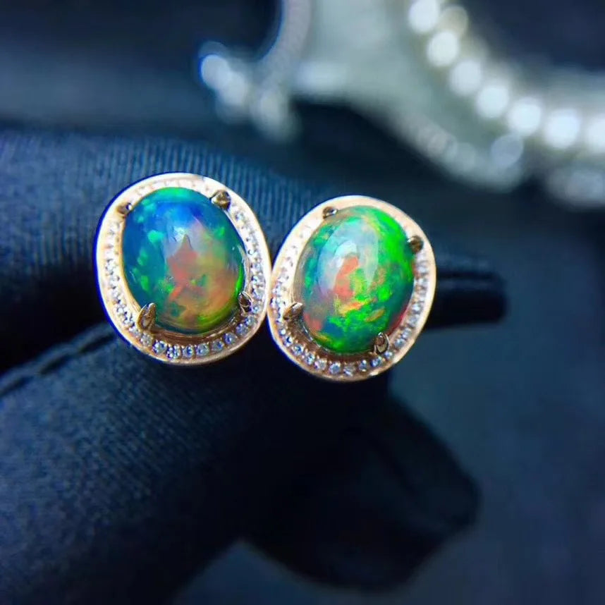 Boucles d'oreilles en opale naturelle pour femmes, bijoux fins en argent Sterling 925 véritable