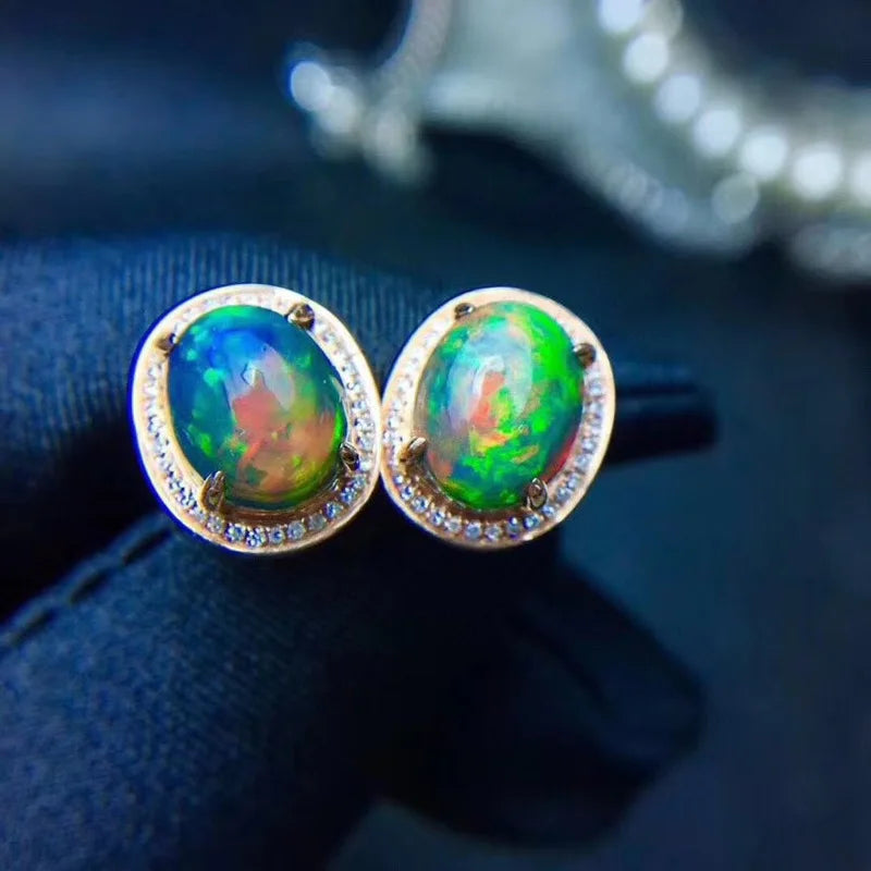 Boucles d'oreilles en opale naturelle pour femmes, bijoux fins en argent Sterling 925 véritable