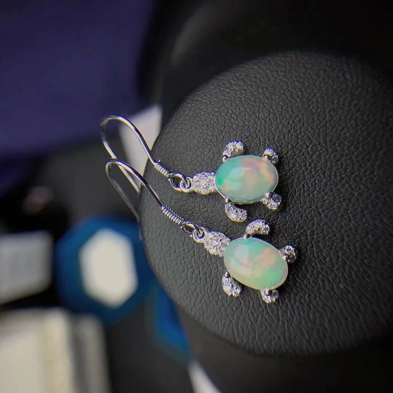 Boucles d'oreilles pendantes tendance  en opale welo naturelle et argent sterling 925 véritable – Bijou raffiné