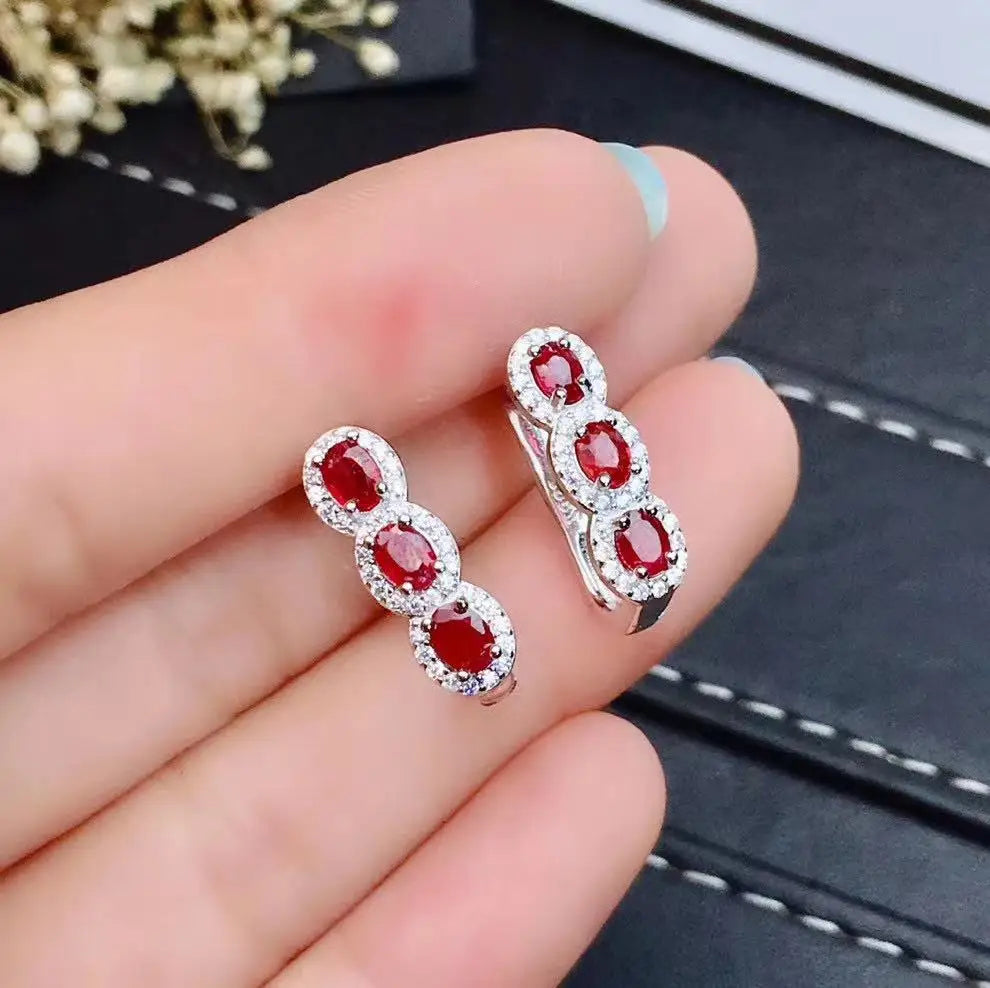 Boucles d'oreilles tendance pour femme en argent sterling 925 et émeraude naturelle