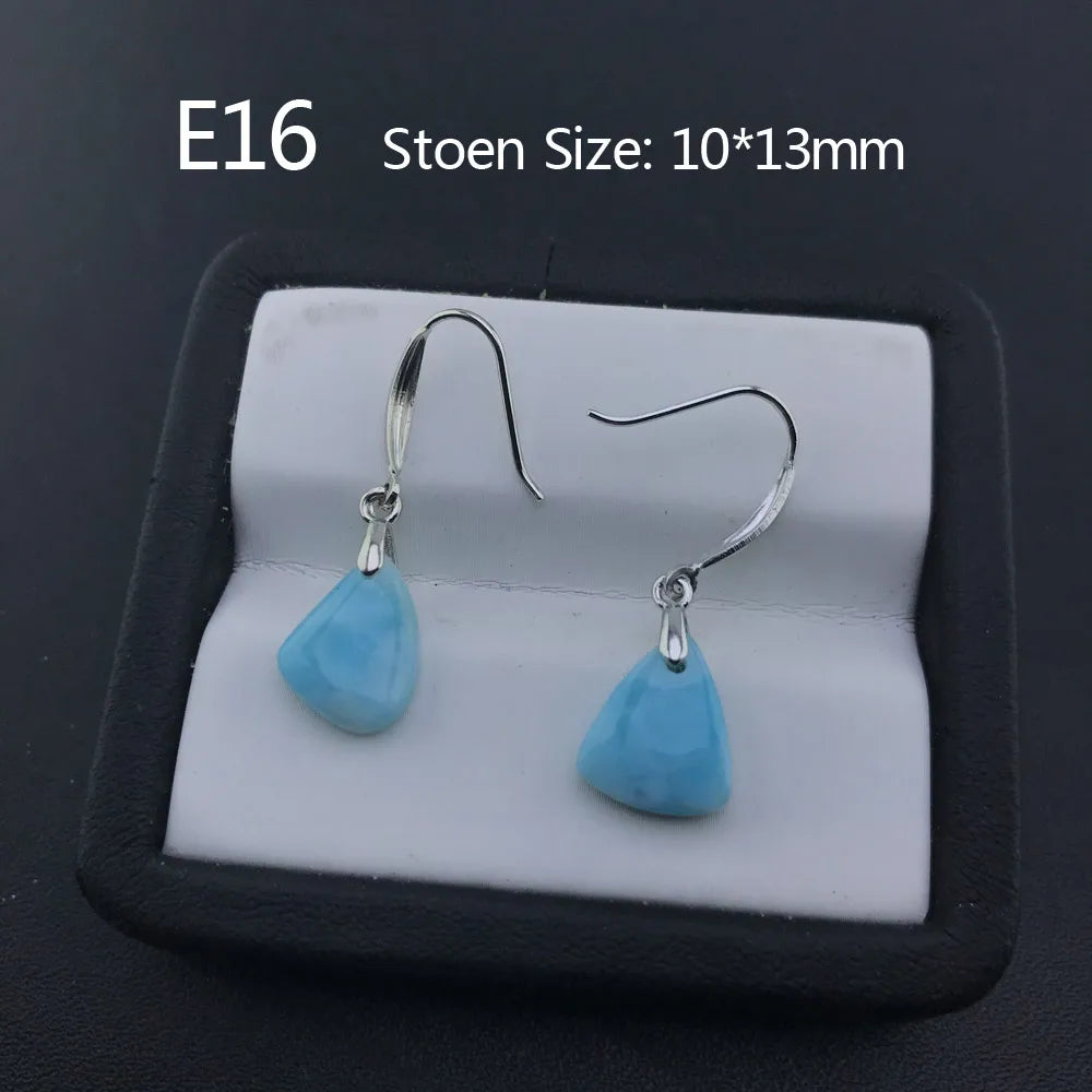 Boucles d'oreilles en larimar bleu naturel de haute qualité et argent sterling 925