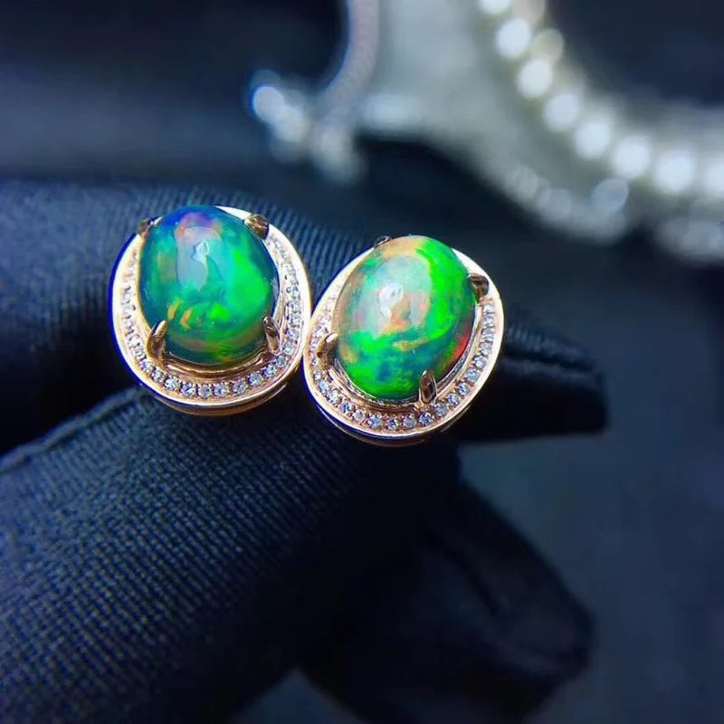 Boucles d'oreilles en opale naturelle pour femmes, bijoux fins en argent Sterling 925 véritable