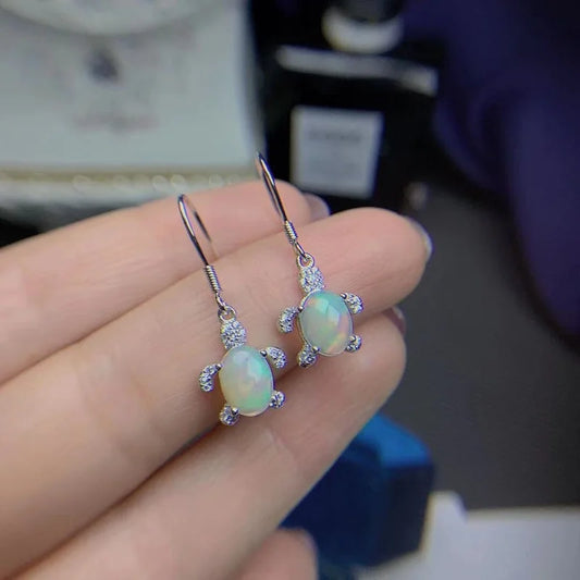 Boucles d'oreilles pendantes tendance  en opale welo naturelle et argent sterling 925 véritable – Bijou raffiné
