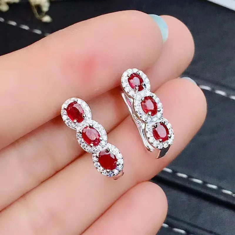 Boucles d'oreilles tendance pour femme en argent sterling 925 et émeraude naturelle