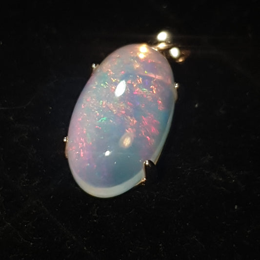 Pendentif argent s925 doré or rose opale welo cristal 4.70 carats